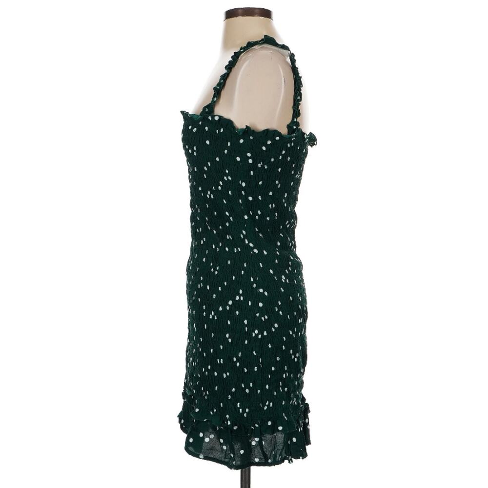 Faithfull The Brand Del Mar Dark Green Smocked Polka Dot Mini Dress M - Picture 7 of 12